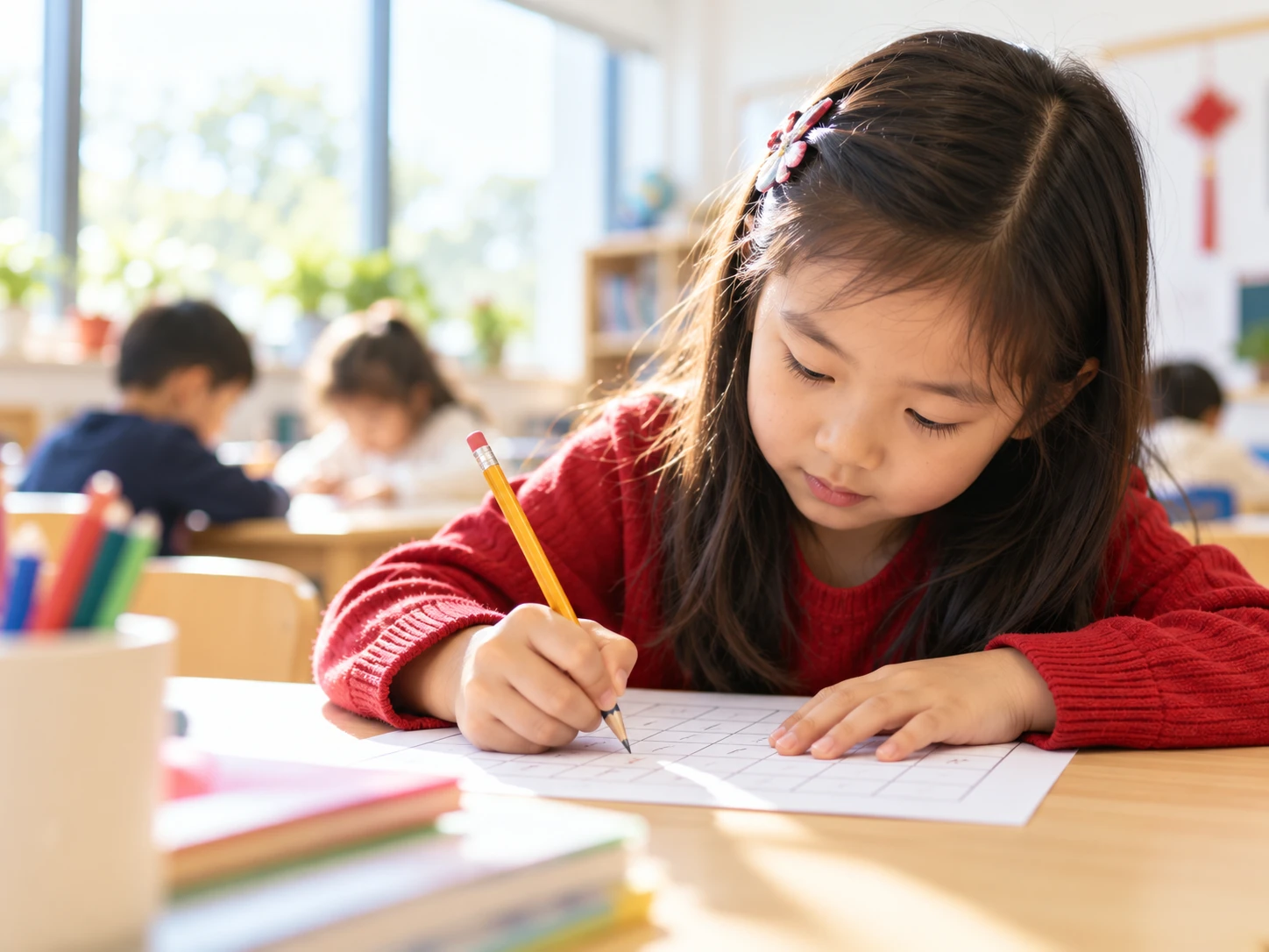 A child practicing writing